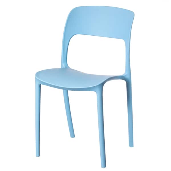 Fabulaxe Modern Plastic Outdoor Dining Chair with Open Curved Back, Blue QI004227.BL - main